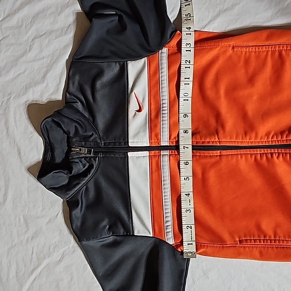 Nike Boys Size 7 Gray Orange Long Sleeve Zippered Track Jacket Used - Picture 11 of 14